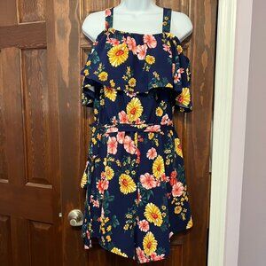 Shein Curve Floral Off Shoulder Short Romper sunflower summer
